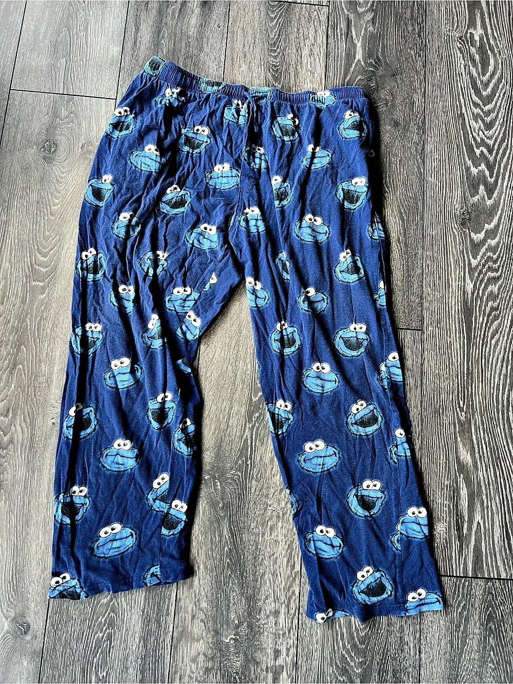 Men’s Sesame Street Cookie Monster Pajama Pants Blue (previously thrifted)